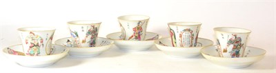 Lot 37 - A Group of Five Chinese Famille Rose Cups and Saucers, Xianfeng seal mark and of the period...