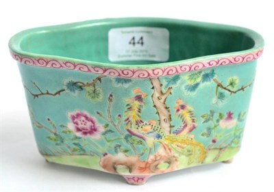 Lot 44 - A Small Chinese Famille Rose Jardinière, decorated with phoenix, rockwork, growing flowers and...