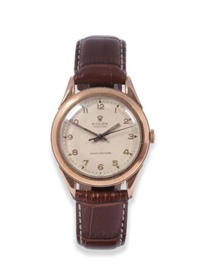 Lot 80 - A 9ct Gold Automatic Centre Seconds Wristwatch, signed Rolex, Perpetual, Super Precision, 1961,...