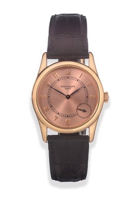 Lot 108 - A Fine 18ct Rose Gold Automatic Wristwatch, signed Patek Philippe, model: Calatrava, ref:...