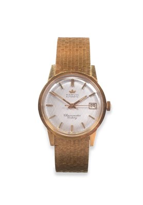 Lot 117 - An 18ct Gold Automatic Calendar Centre Seconds Wristwatch, signed Marvin, Chronometer, model:...