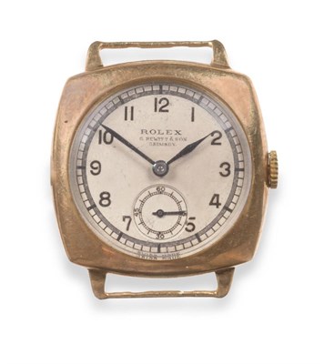 Lot 120 - A 9ct Gold Cushion Shaped Wristwatch, signed Rolex, retailed by G Hewitt & Son Grimsby, ref:...