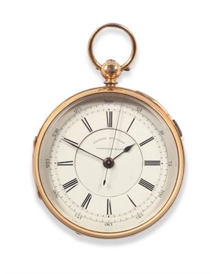 Lot 126 - An 18ct Gold Open Faced Chronograph Pocket Watch, signed J W Reeley & Sons, London & Liverpool,...