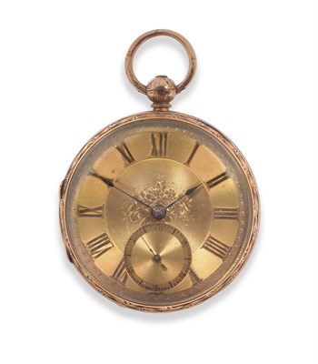 Lot 127 - An 18ct Gold Open Faced Pocket Watch, 1855, gilt fusee lever movement, gold coloured dial with...