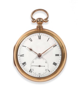 Lot 128 - An 18ct Gold Pair Cased Duplex Pocket Watch, signed William Constable, Dundee, No. 6737, 1803, gilt