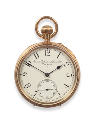 Lot 129 - An 18ct Gold Open Faced Keyless Pocket Watch, signed Manoah Rhodes & Sons Ltd, Makers to the...