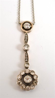 Lot 179 - An Early 20th Century Diamond Pendant, the drop comprising old brilliant cut and rose cut...