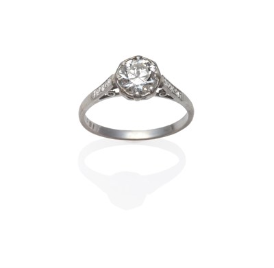 Lot 288 - A Diamond Solitaire Ring, circa 1930, the old brilliant cut diamond in a white claw setting, to...