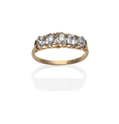 Lot 304 - A Victorian Diamond Five Stone Ring, the graduated old cut diamonds in yellow claw settings, to...