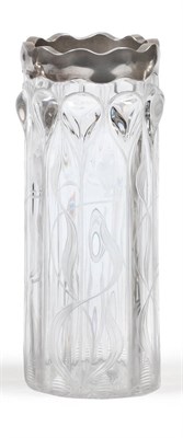 Lot 316 - An Art Nouveau Silver Mounted Vase, John Collard Vickery, London 1903, the tall cylindrical...