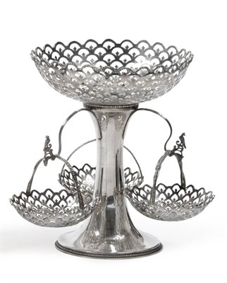 Lot 317 - A George V Silver Epergne, George Nathan & Ridley Hayes, Chester 1911, the plain trumpet shaped...