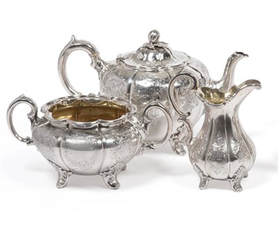 Lot 335 - A Victorian Silver Three Piece Tea Service, Joseph & Albert Savory, London 1841, comprising teapot