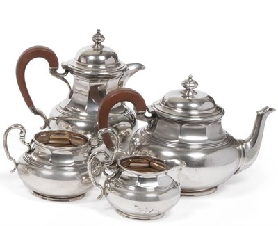 Lot 337 - A Queen Anne Style Silver Four Piece Tea Service, William Suckling Ltd, Birmingham 1935, comprising