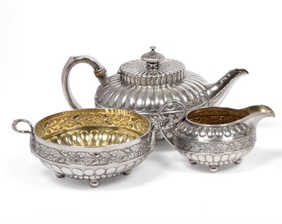 Lot 341 - A George IV Silver Three Piece Tea Service, John Watson, Sheffield 1827, comprising teapot,...