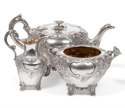 Lot 342 - A Victorian Silver Three Piece Tea Service, Robb & Whittet, Edinburgh 1844, comprising teapot,...