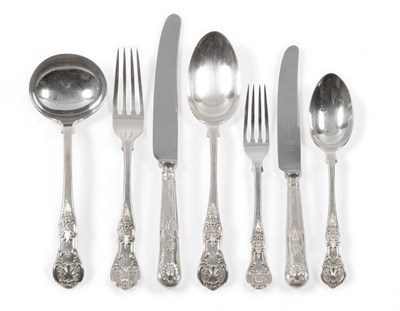 Lot 351 - A Victorian Silver Table Service of Flatware, JR, Sheffield 1892, Queens Pattern (single...