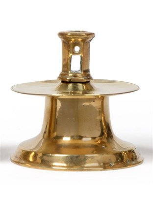 Lot 371 - A 16th Century Brass Capstan Taperstick, probably Spanish, circa 1550/80, the incurved base...