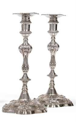 Lot 379 - A Pair of George III Cast Silver Candlesticks, maker's mark I.C, possibly John Carter II,...