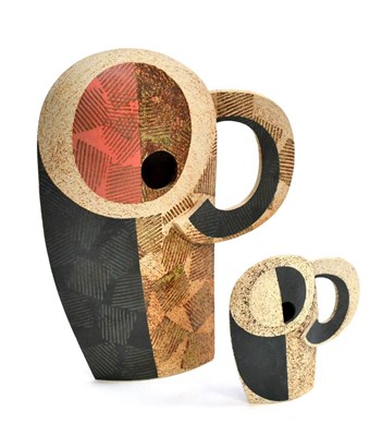 Lot 403 - Ben Arnup (b.1954): A Stoneware Sculpture, in the form of a mug, pink divided interior with...