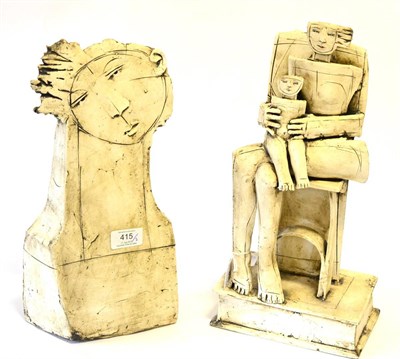 Lot 415 - Christy Keeney (Irish b.1958): An Unglazed Clay Slab Built Figurative Sculpture, incised KEENEY 04