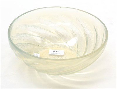 Lot 431 - A René Lalique Poissons Opalescent Glass Bowl, the underside moulded in relief with spiralling...