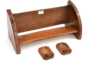 Lot 468 - A Robert  "Mouseman " Thompson Oak Book Trough, with carved mouse signature, 47cm; and Two...