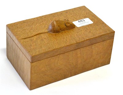 Lot 483 - A Robert  "Mouseman " Thompson Oak Trinket Box and Cover, of rectangular form, the cover with...