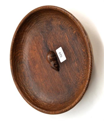 Lot 524 - A Robert  "Mouseman " Thompson Oak Fruit Bowl, with tooled interior and exterior, carved mouse...