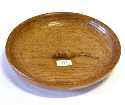 Lot 533 - A Robert  "Mouseman " Thompson Oak Fruit Bowl, with carved mouse signature to interior, 28.5cm...