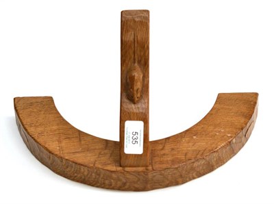 Lot 535 - A Robert  "Mouseman " Thompson Oak Double Wall Light Bracket, semi-circular design, with carved...