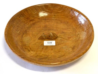 Lot 539 - A Robert  "Mouseman " Thompson Oak Fruit Bowl, with carved mouse signature to the interior,...