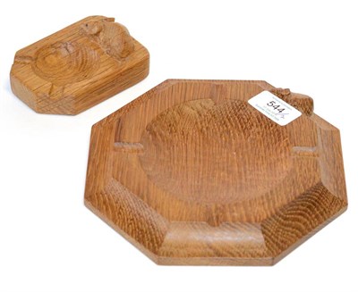 Lot 544 - A Robert  "Mouseman " Thompson Oak Octagonal Ashtray, with carved mouse signature, 19cm; and A...