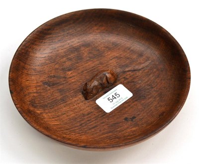 Lot 545 - A Robert  "Mouseman " Thompson Oak Bowl, with tooled interior and exterior, carved mouse...