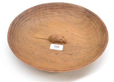 Lot 548 - A Robert  "Mouseman " Thompson Oak Fruit Bowl, with carved mouse signature to the interior, 29.5cm