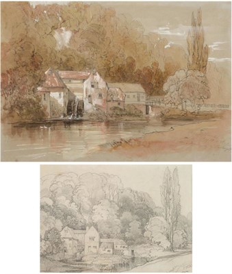 Lot 610 - Edward Lear (1812-1888)  A mill near Arundel Signed, inscribed  "from a drawing by G Cartwright...