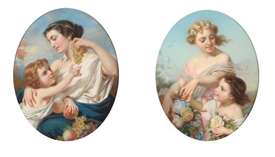 Lot 614 - French School (mid 19th century) An allegory of Summer An allegory of Autumn One signed Maria A and