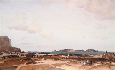 Lot 623 - Sir William Russell Flint RA, PRWS, RSW, ROI, RE, NS (1880-1969) Scottish   "Low Tide, St Malo...