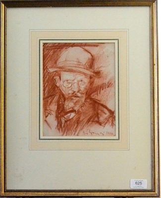 Lot 625 - Frank Brangwyn RA, RWS, RBA (1867-1956)  "Portrait of an artist "  Signed and dated 1922, red conte