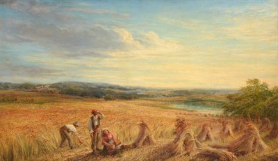 Lot 663 - Lionel Townsend Crawshaw BA, LLM, RSW (1864-1949)  Figures at rest and sheathing corn in an...