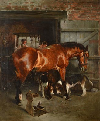 Lot 674 - William Woodhouse (1857-1937)  "At the Forge " Signed, oil on canvas, 59.5cm 49.5cm