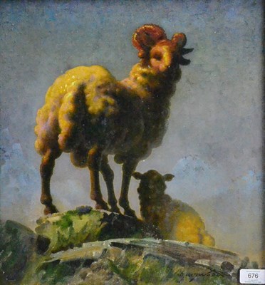 Lot 676 - Orlando Greenwood (1892-1989)  "The Tup " Signed, inscribed verso, oil on canvas, 42.5cm by...