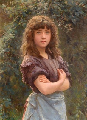 Lot 687 - Philip Richard Morris ARA (1838-1902) A young girl collecting blackberries from a hedgerow...