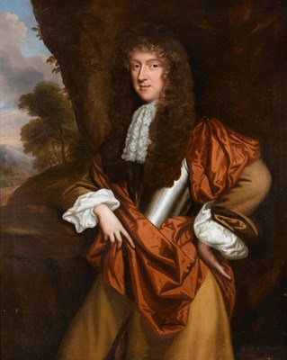 Lot 693 - Attributed to John Riley (1646-1691) Portrait of a gentleman, three quarter length, standing before