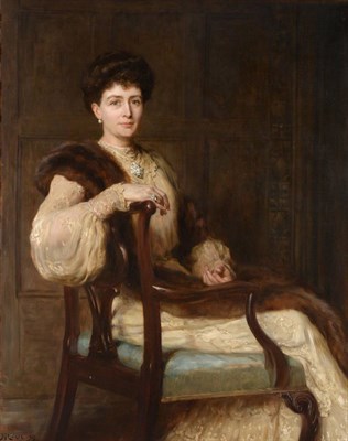 Lot 704 - Hugh Goldwin Riviere RP (1869-1956) Portrait of a lady seated, reputedly Mrs Wallace  Signed...