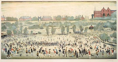 Lot 720 - After Laurence Stephen Lowry RA (1887-1976)  "Peel Park " Signed in pencil, with the blindstamp for