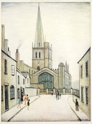 Lot 721 - After Laurence Stephen Lowry RA (1887-1976)  "Burford Church " Signed in pencil, numbered 52/850, a