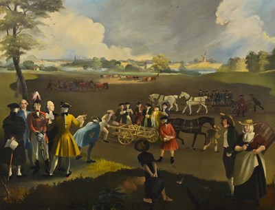 Lot 753 - Anna Zinkeisen (1901-1976)  "Drill seed test, 10 April 1766, in the Countryside of Brampton "...