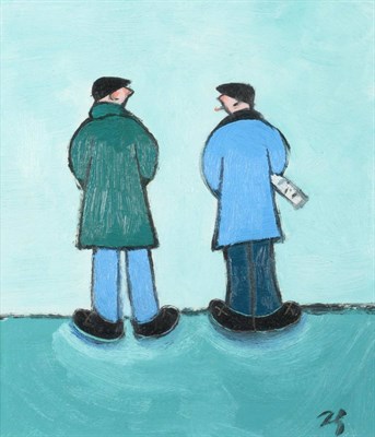 Lot 768 - Joan Gillchrest (1918-2008) Two Figures Initialled, oil on card, 15cm by 13cm   Provenance:...