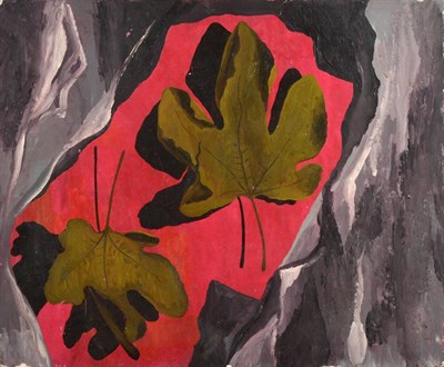 Lot 772 - Attributed to John Banting (1902-1972) A still life of fig leaves  Inscribed and dated verso...