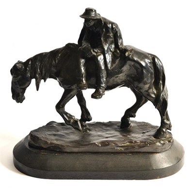 Lot 788 - Hans Müller (Austrian 1873-1937): A Bronze Group of a Farmer Riding an Exhausted Horse,...